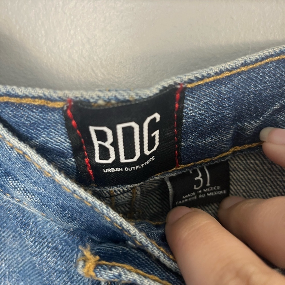 Urban Outfitters BDG Shorts Womens Sz 31 Blue Cotton Mom High Rise Cuffed Jeans - Picture 2 of 5
